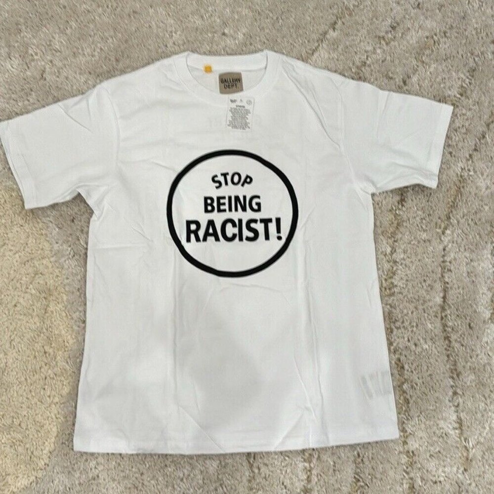 Gallery Dept Stop Being Racist Logo White/Black T-Shirt For Men Size Large